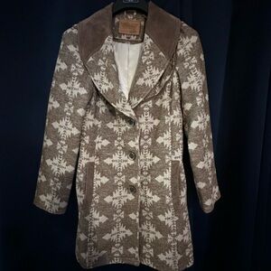 Brown and Cream Patterned Powder River Women's Coat